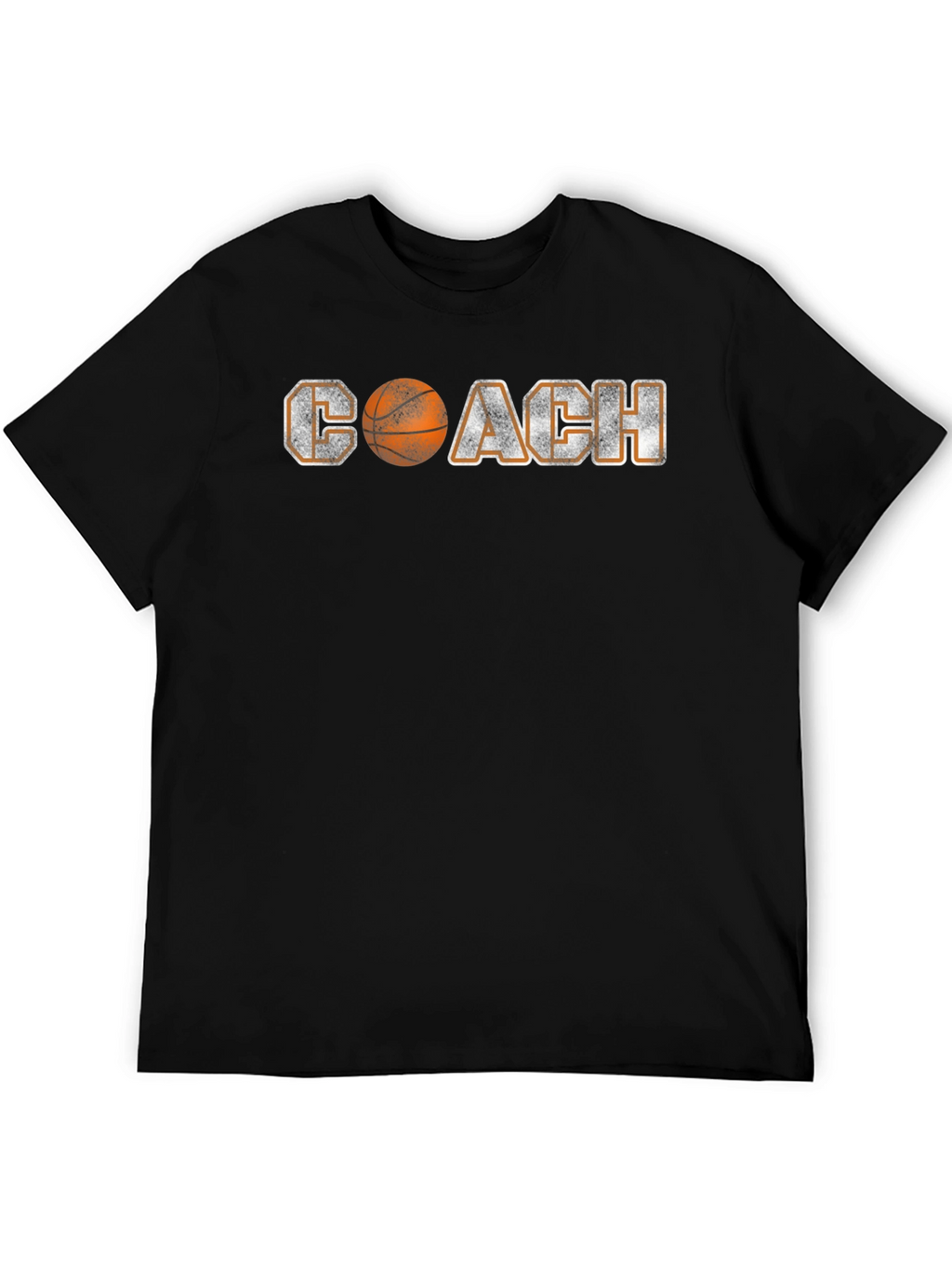 Basketball Coach Graphic Tee - Black Crew Neck Shirt