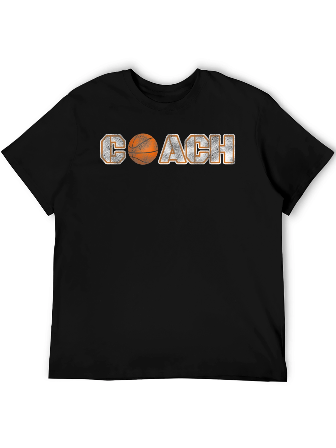 Basketball Coach Graphic Tee - Black Crew Neck Shirt