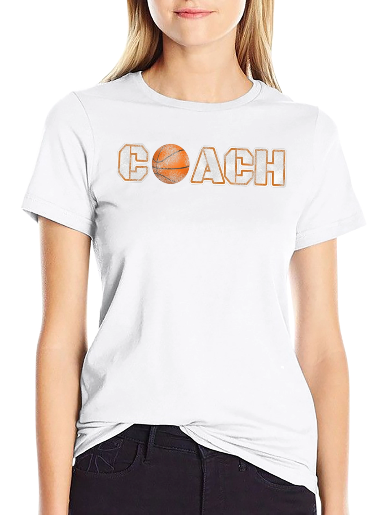 Basketball Coach Graphic Tee - Black Crew Neck Shirt