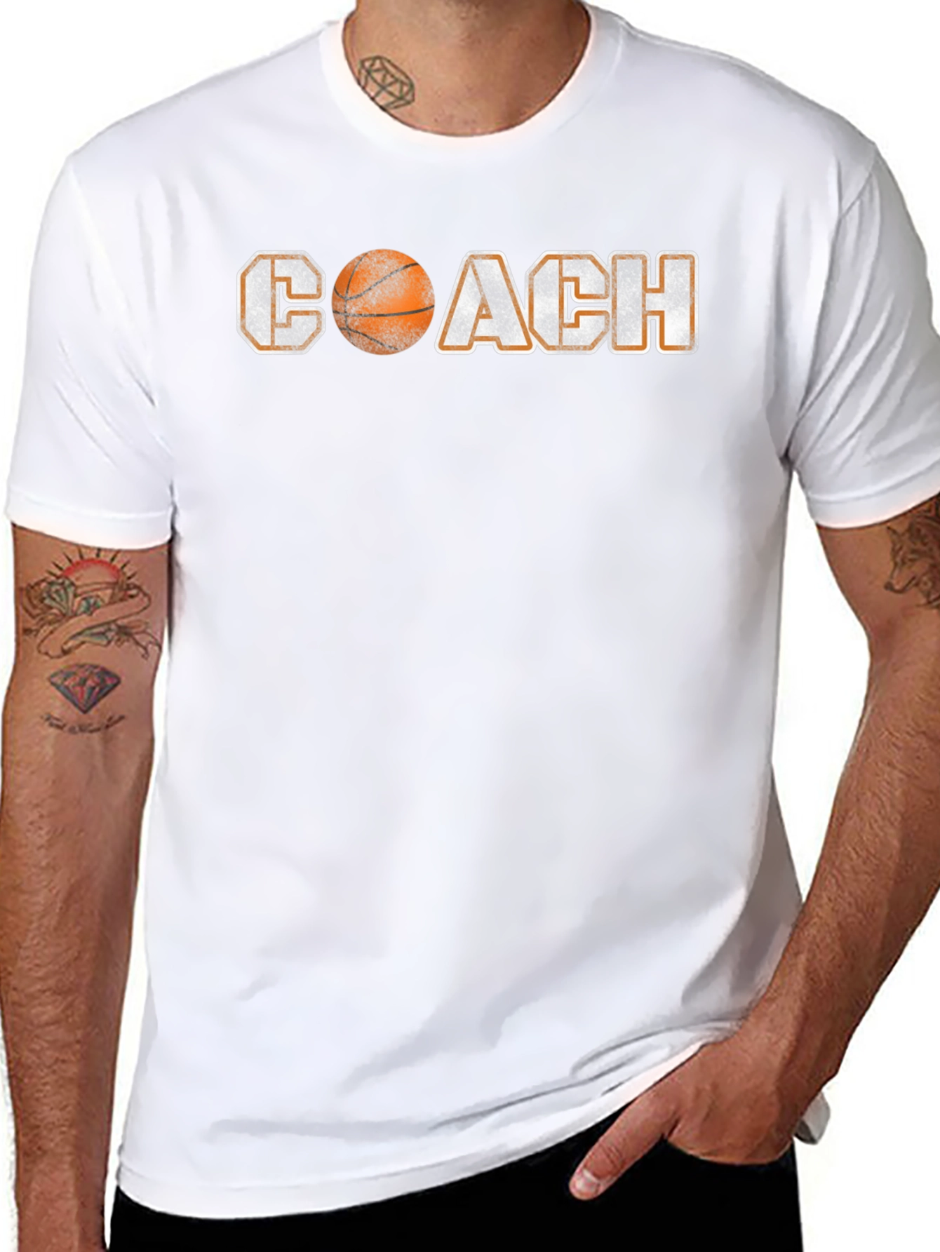 Basketball Coach Graphic Tee - Black Crew Neck Shirt