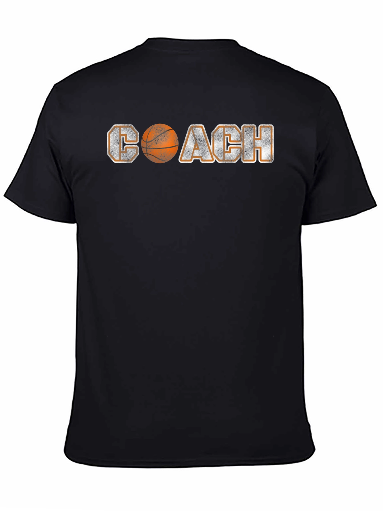 Basketball Coach Graphic Tee - Black Crew Neck Shirt