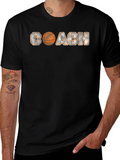 Basketball Coach Graphic Tee - Black Crew Neck Shirt
