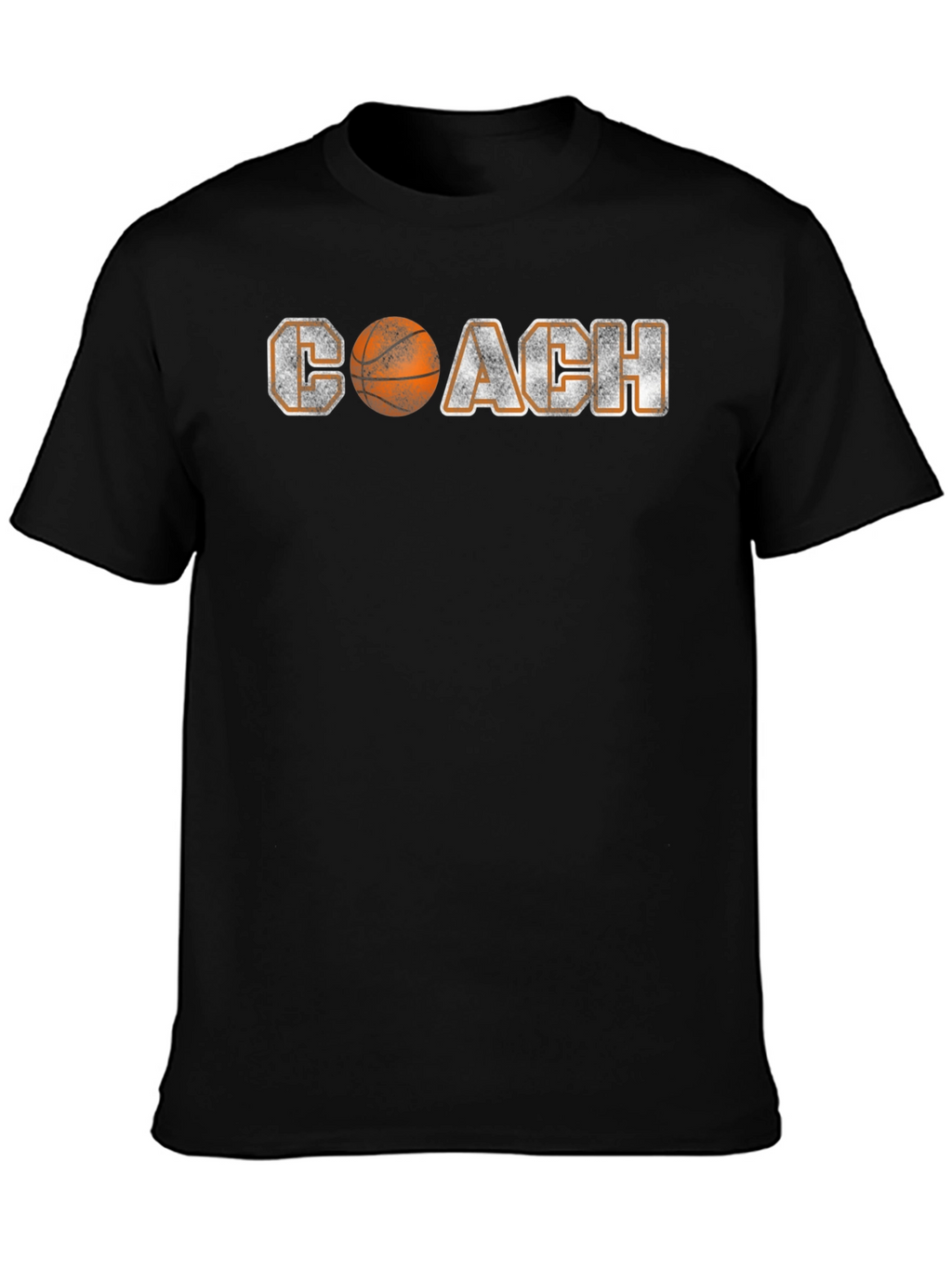 Basketball Coach Graphic Tee - Black Crew Neck Shirt
