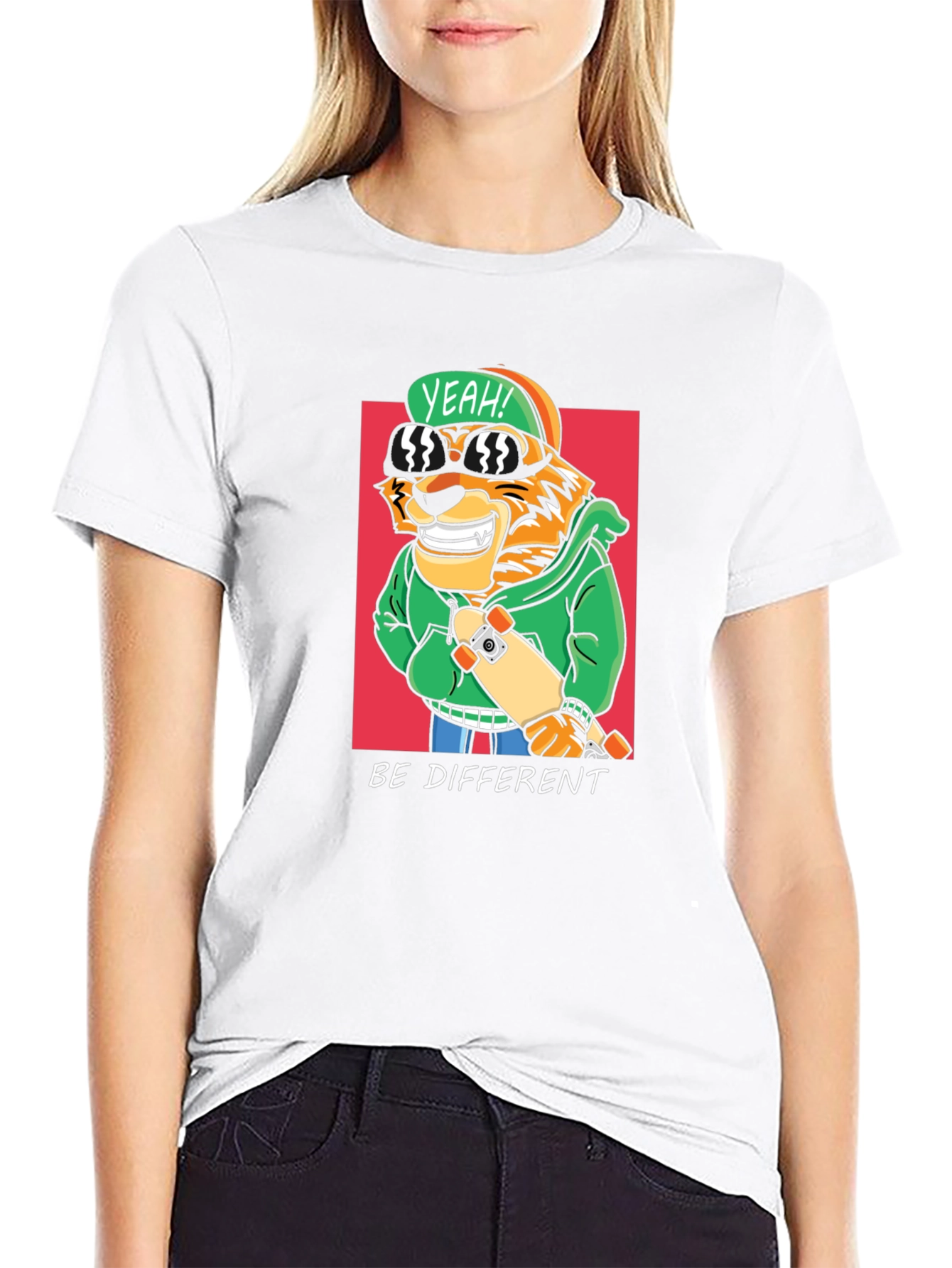 Cool Tiger Skateboarder Graphic Tee