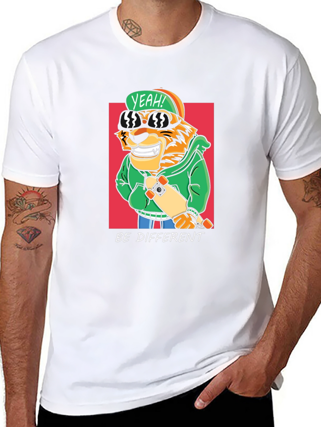 Cool Tiger Skateboarder Graphic Tee