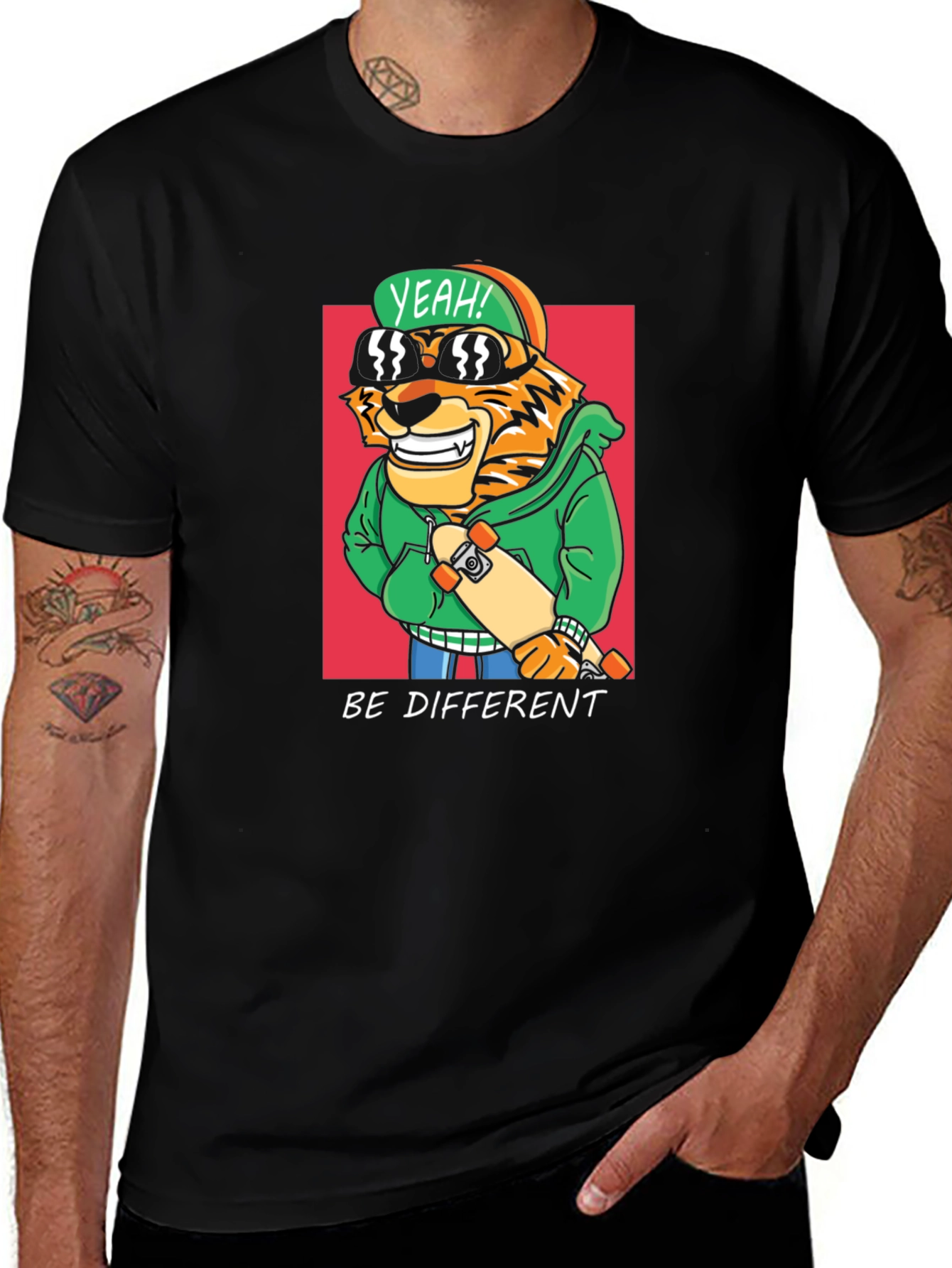 Cool Tiger Skateboarder Graphic Tee
