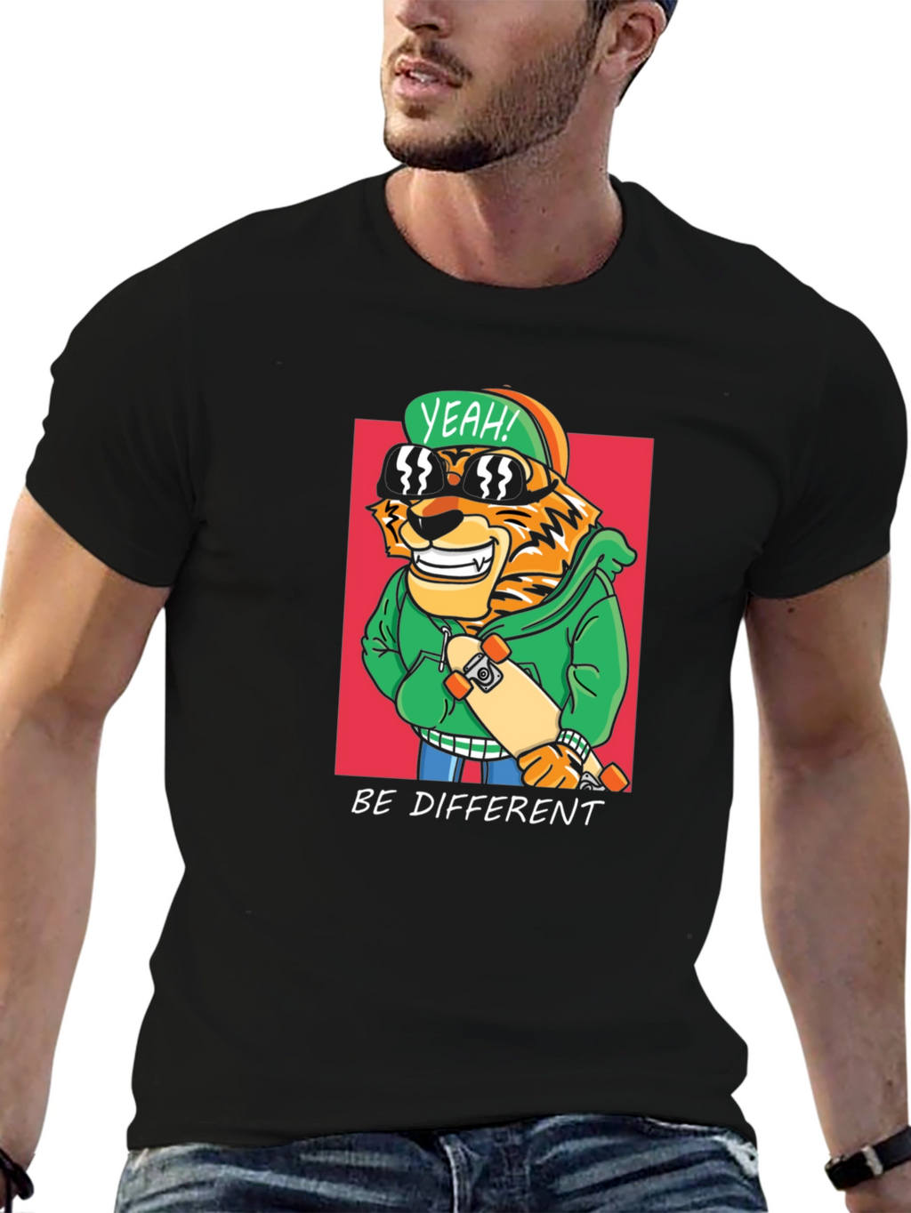 Cool Tiger Skateboarder Graphic Tee