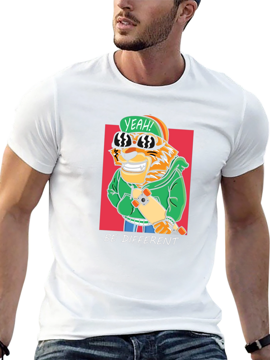 Cool Tiger Skateboarder Graphic Tee