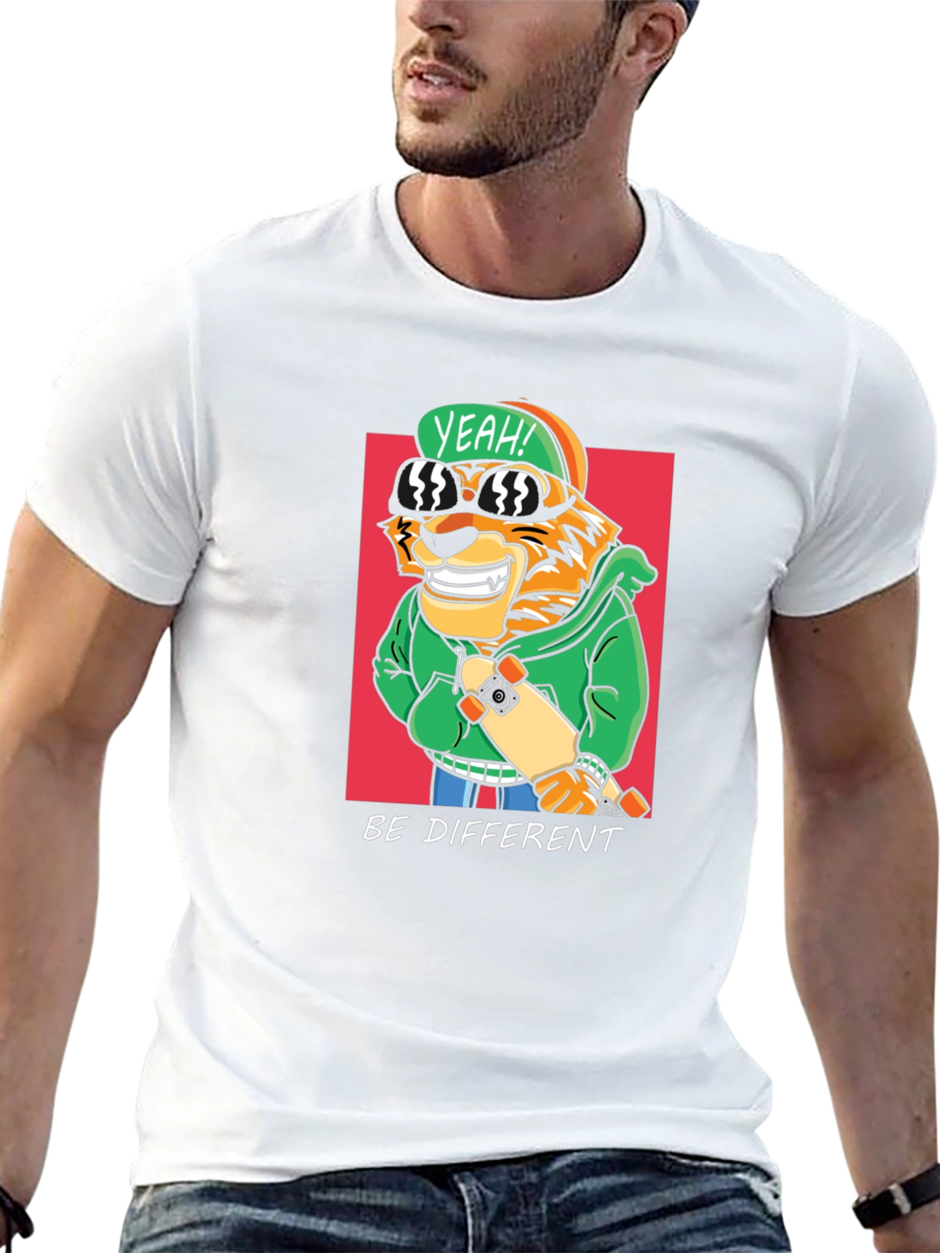 Cool Tiger Skateboarder Graphic Tee