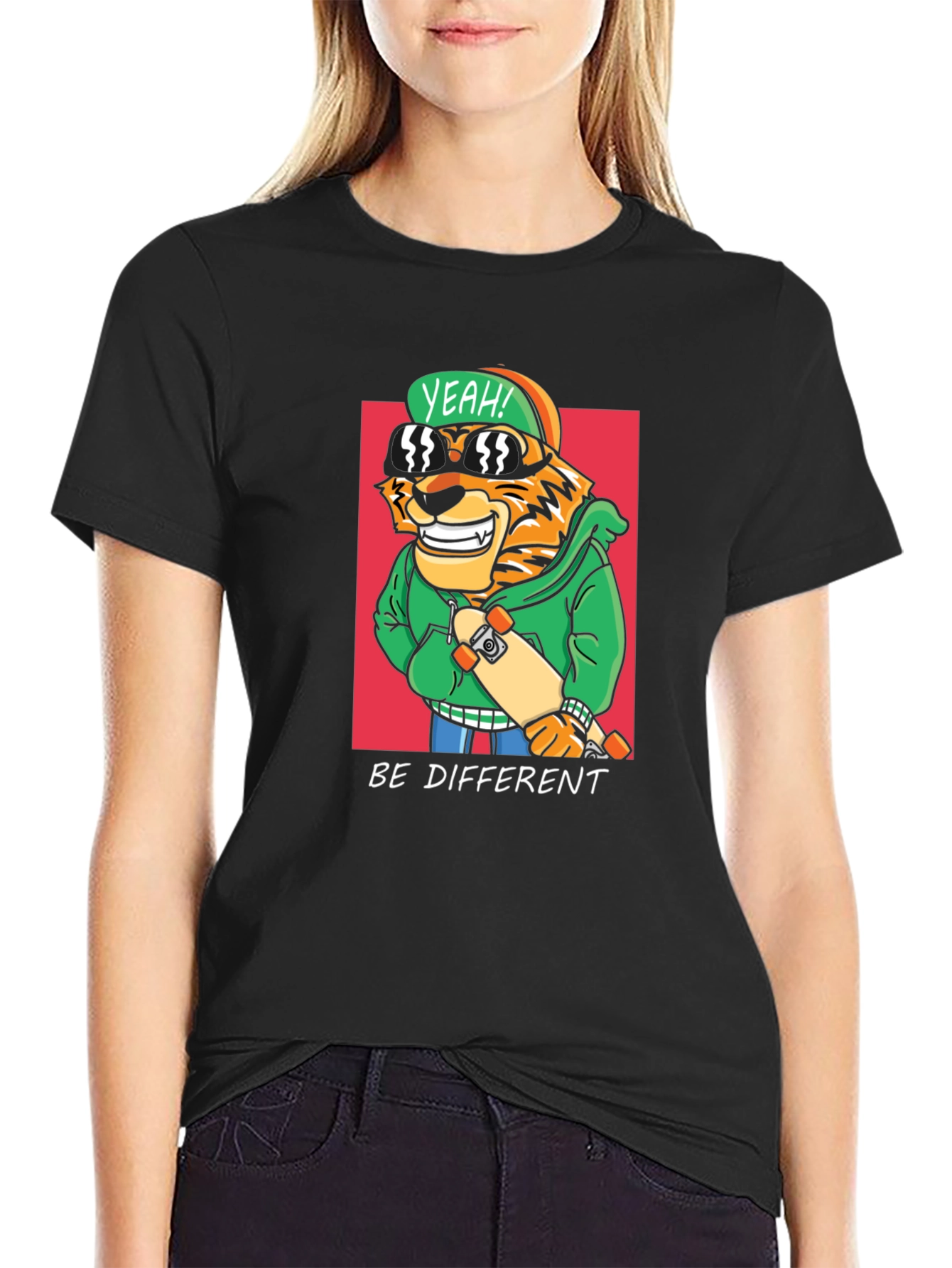 Cool Tiger Skateboarder Graphic Tee