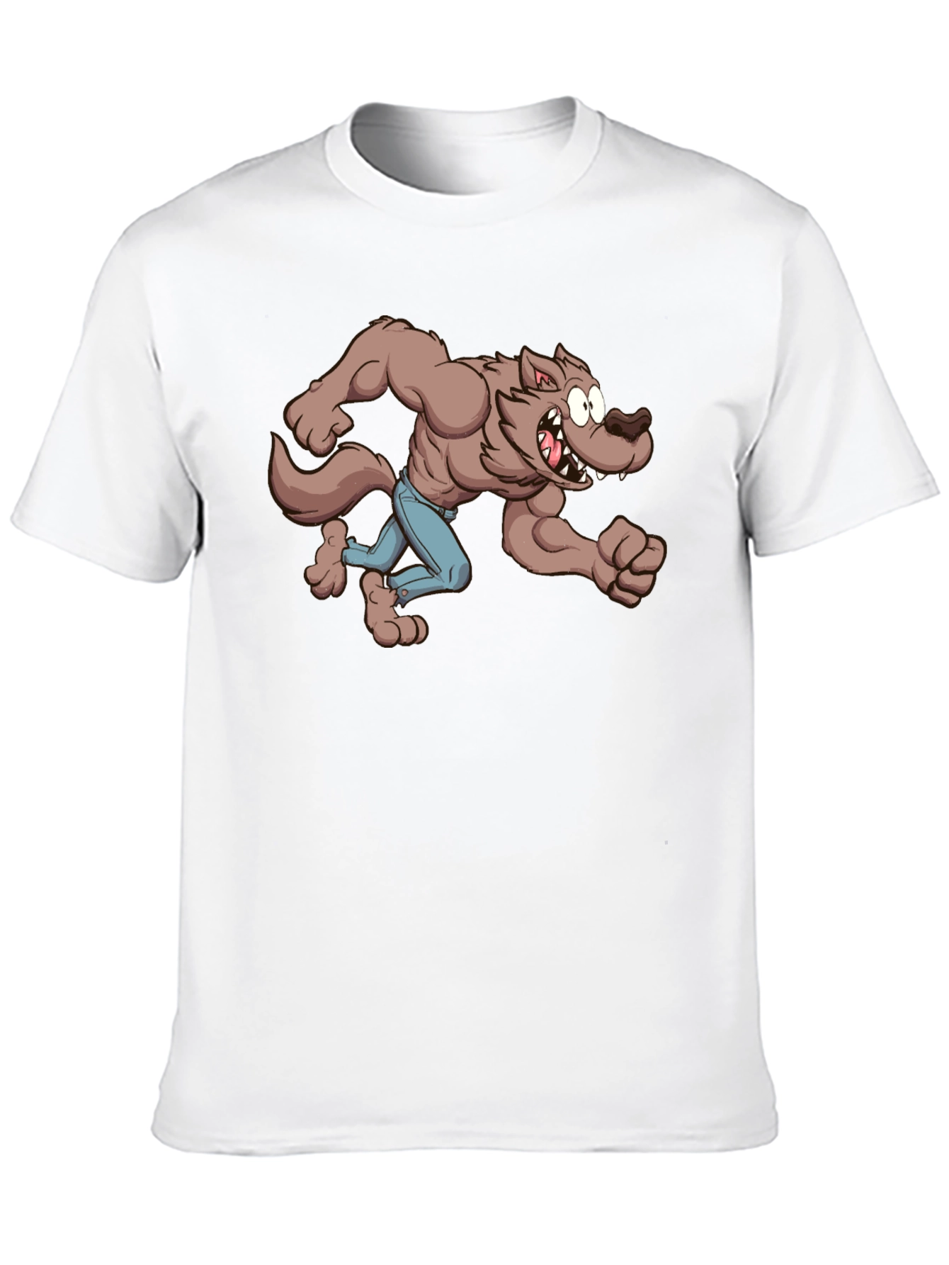 Cartoon Werewolf Graphic Tee - Black