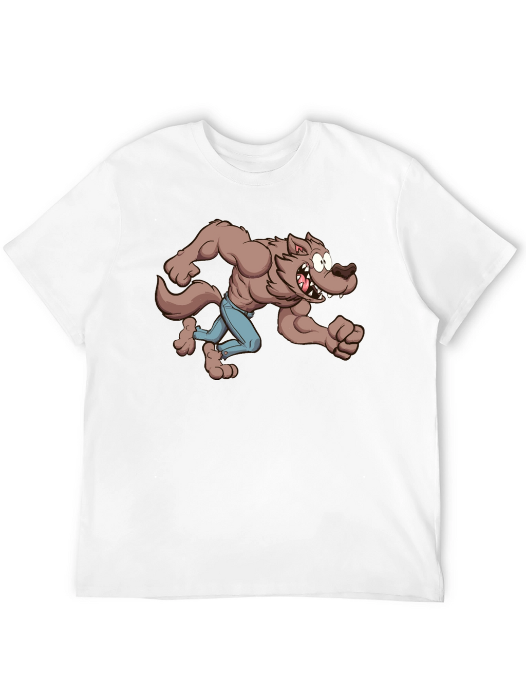 Cartoon Werewolf Graphic Tee - Black