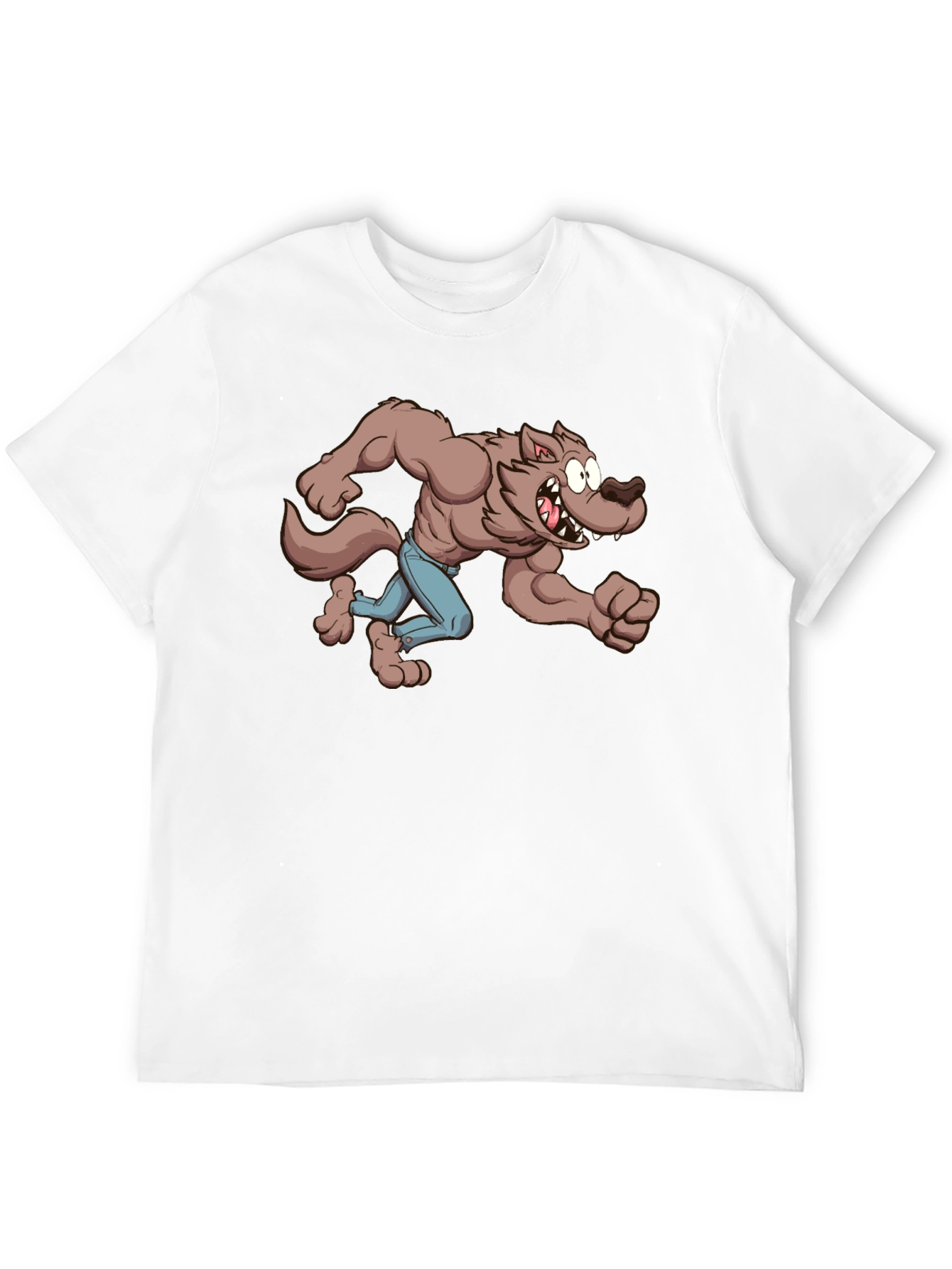 Cartoon Werewolf Graphic Tee - Black