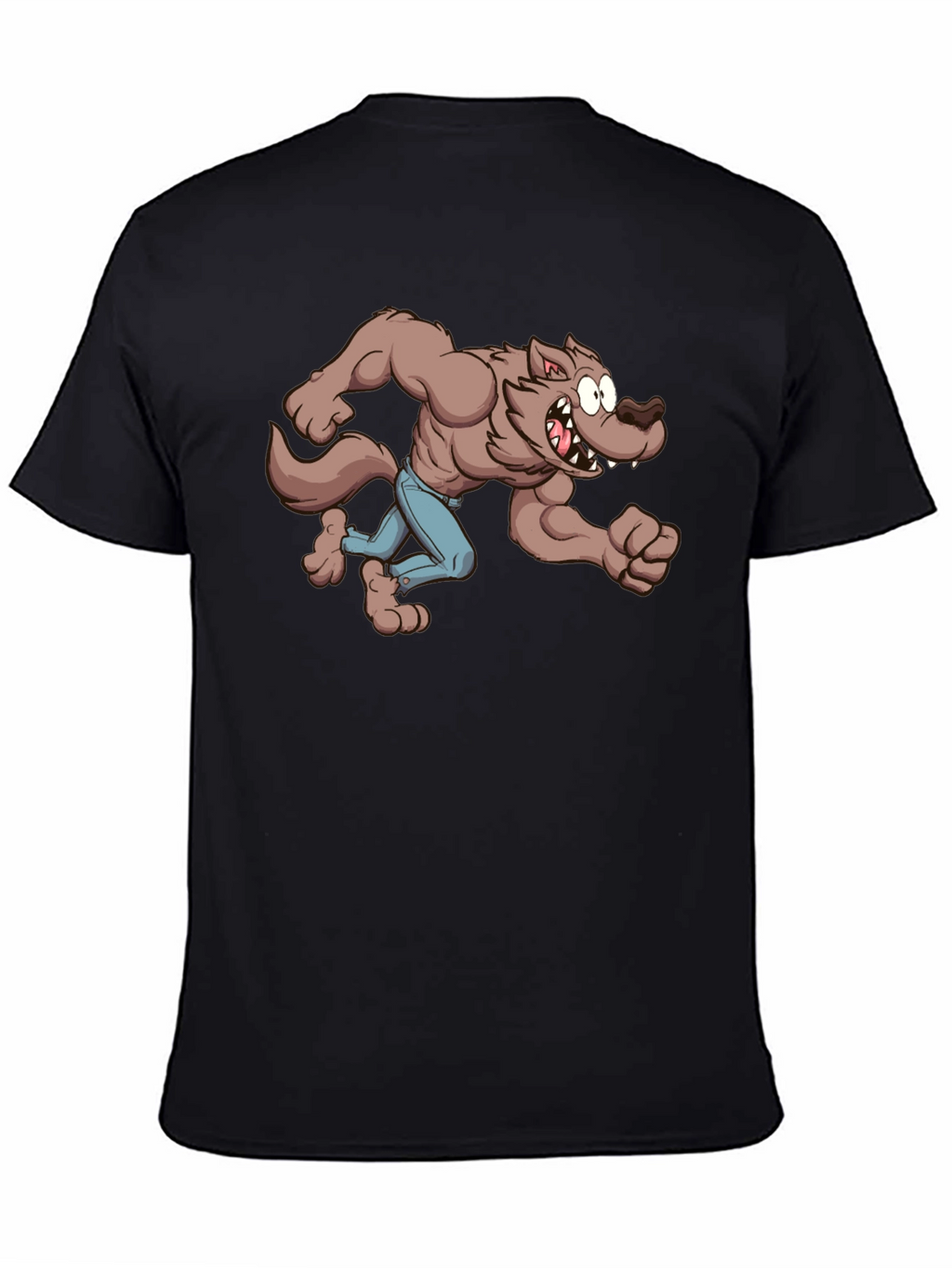 Cartoon Werewolf Graphic Tee - Black
