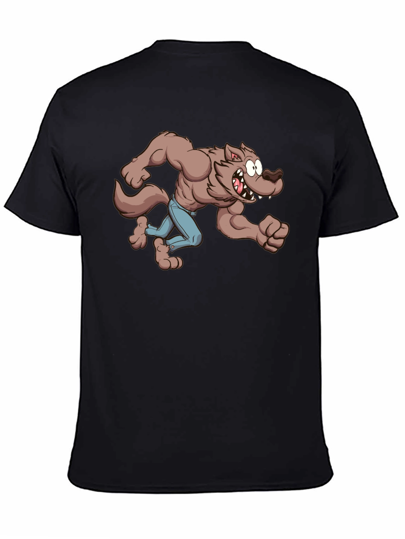 Cartoon Werewolf Graphic Tee - Black