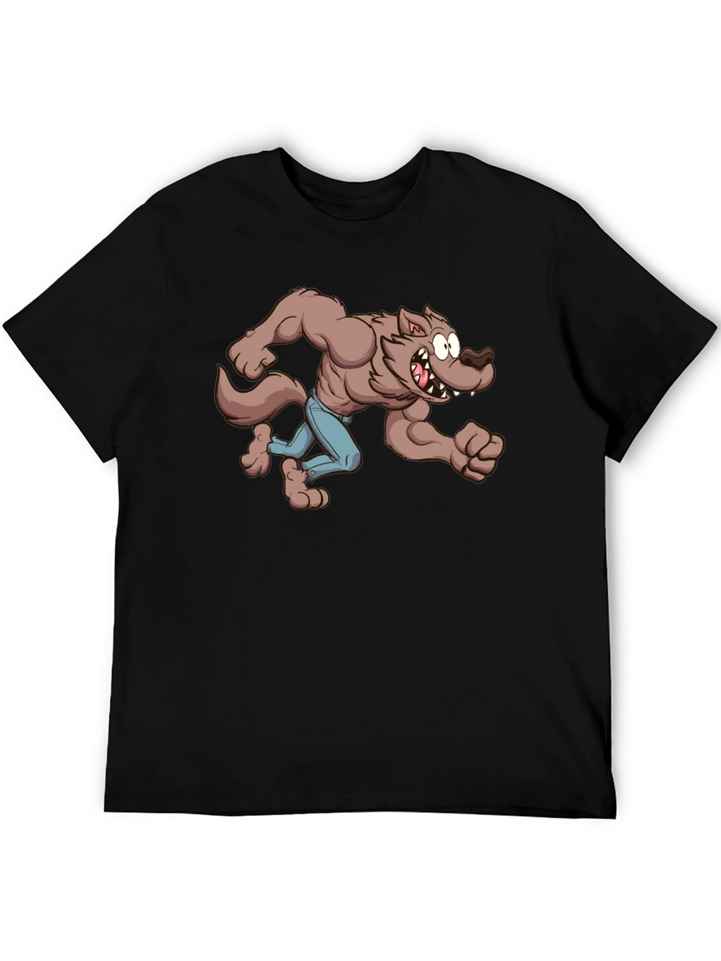 Cartoon Werewolf Graphic Tee - Black
