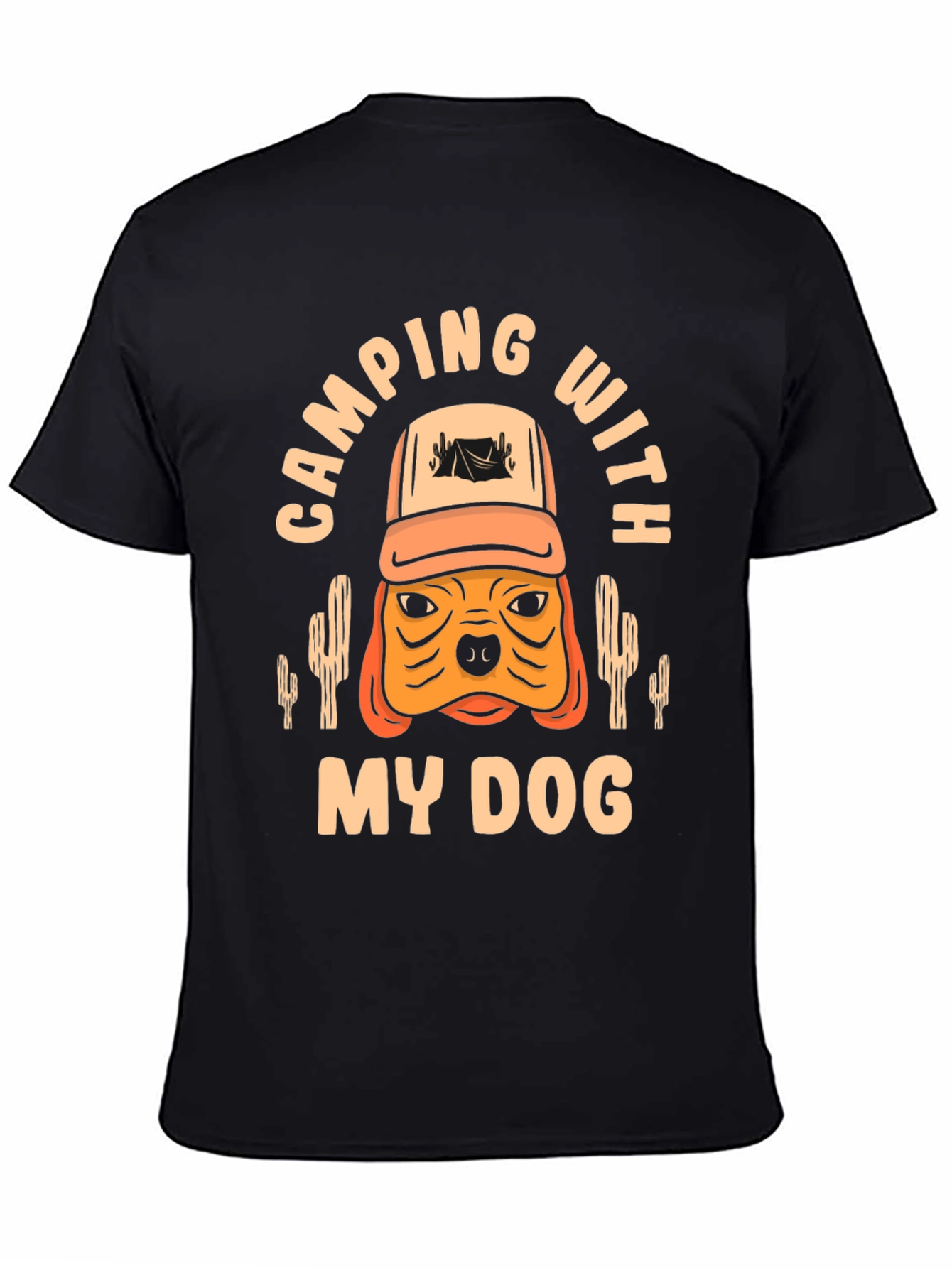 Camping With My Dog Black T-Shirt