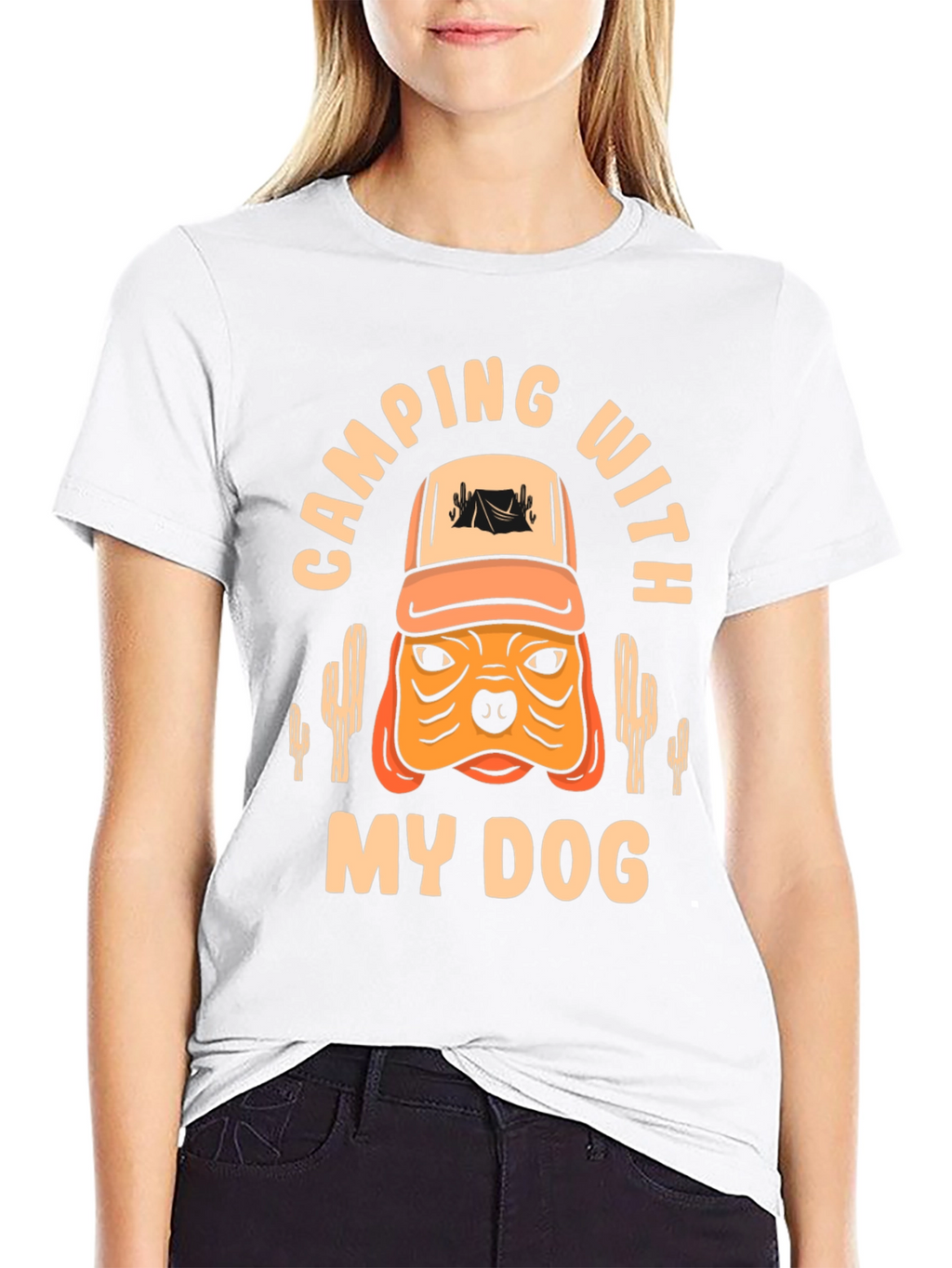 Camping With My Dog Black T-Shirt