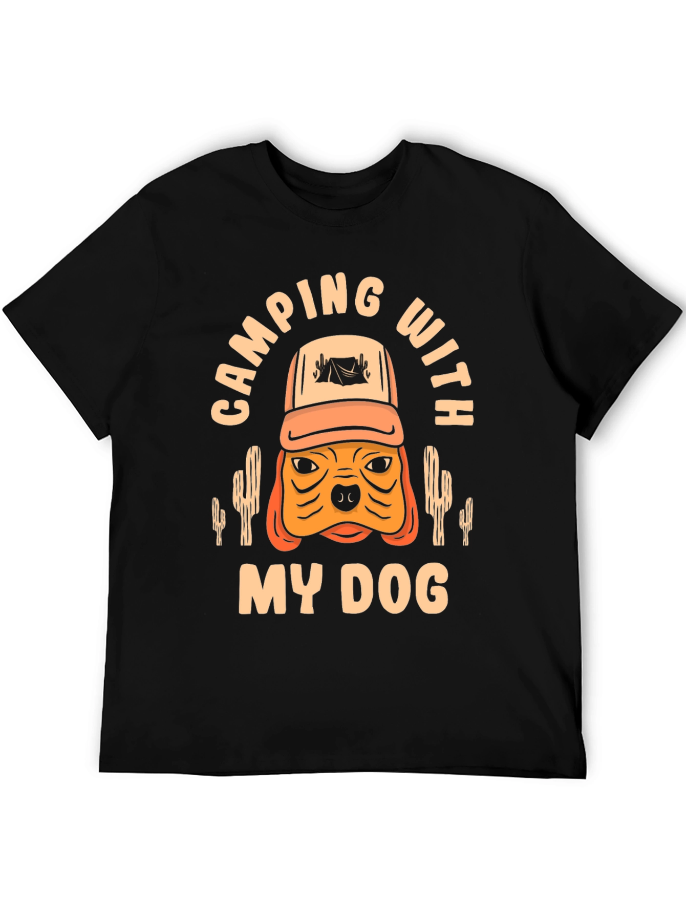 Camping With My Dog Black T-Shirt