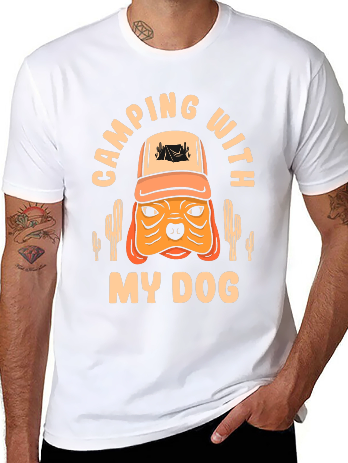 Camping With My Dog Black T-Shirt