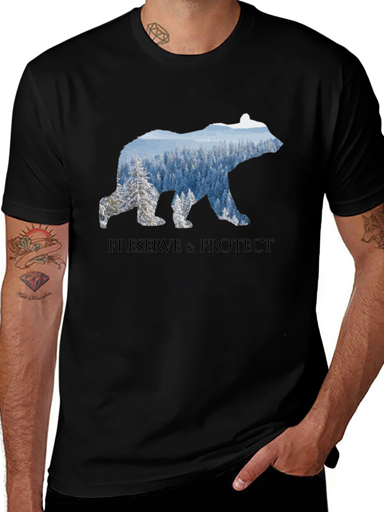 Preserve & Protect Bear Graphic Tee - Black