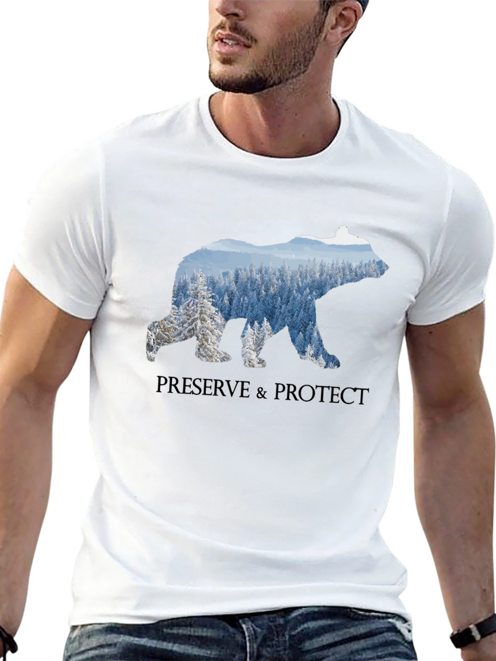 Preserve & Protect Bear Graphic Tee - Black