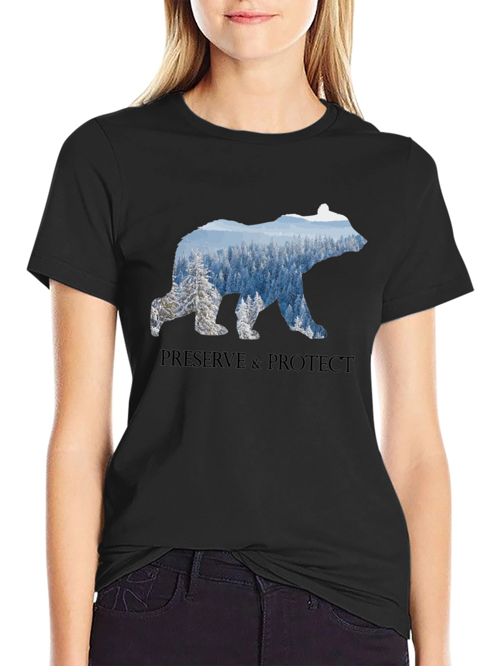Preserve & Protect Bear Graphic Tee - Black