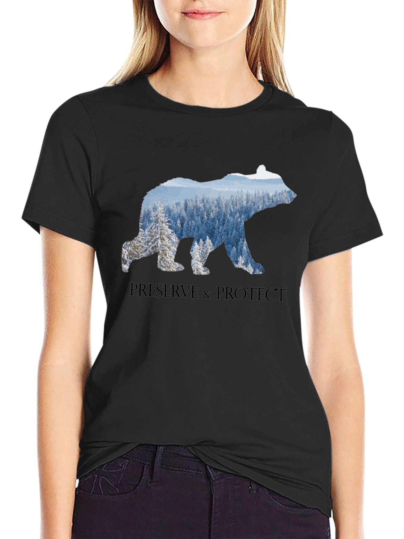 Preserve & Protect Bear Graphic Tee - Black