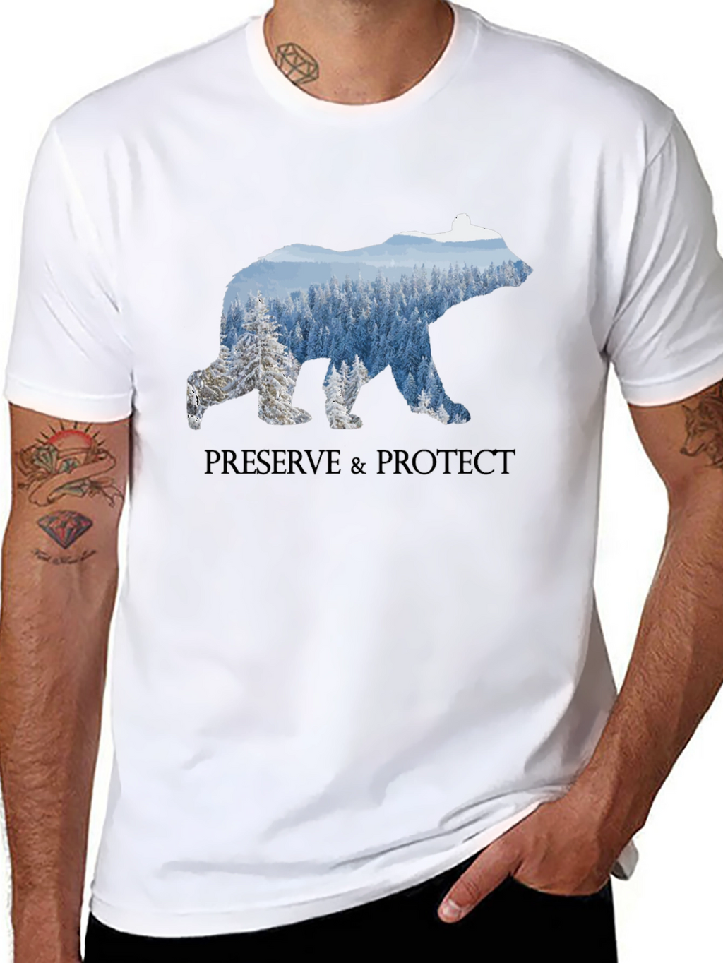 Preserve & Protect Bear Graphic Tee - Black
