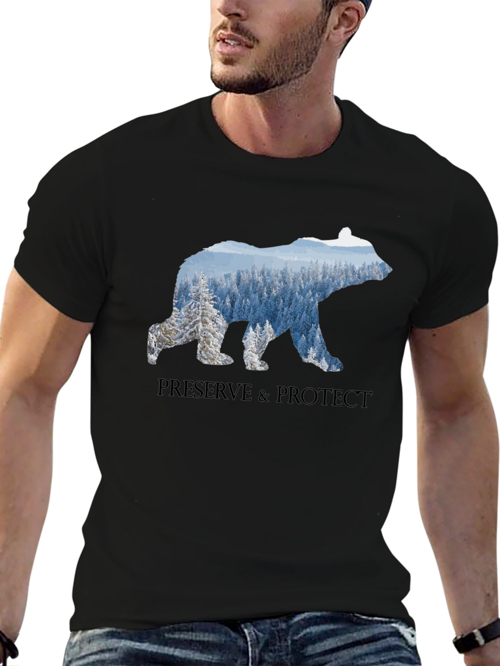 Preserve & Protect Bear Graphic Tee - Black