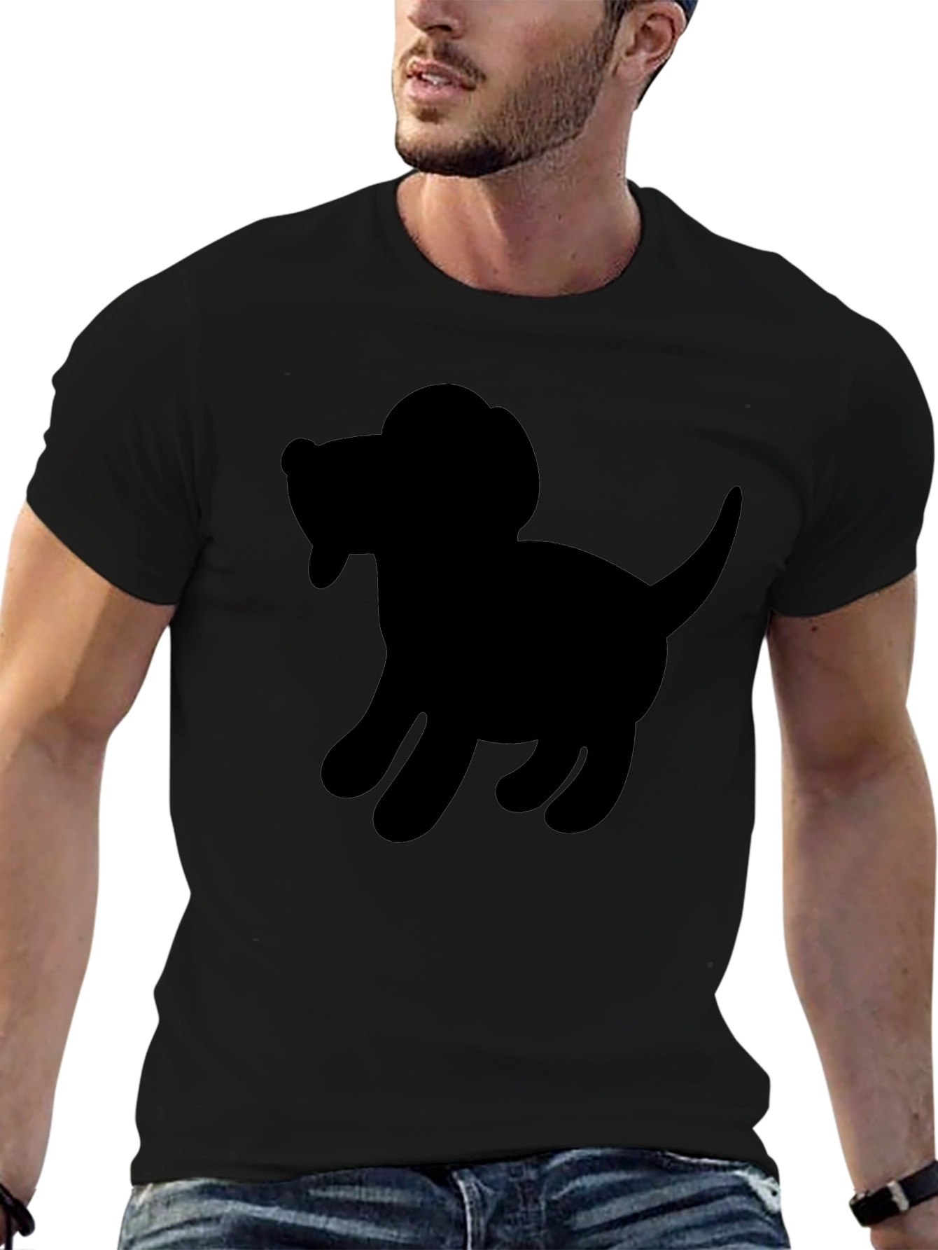 Dog Silhouette Black T-Shirt - Unisex