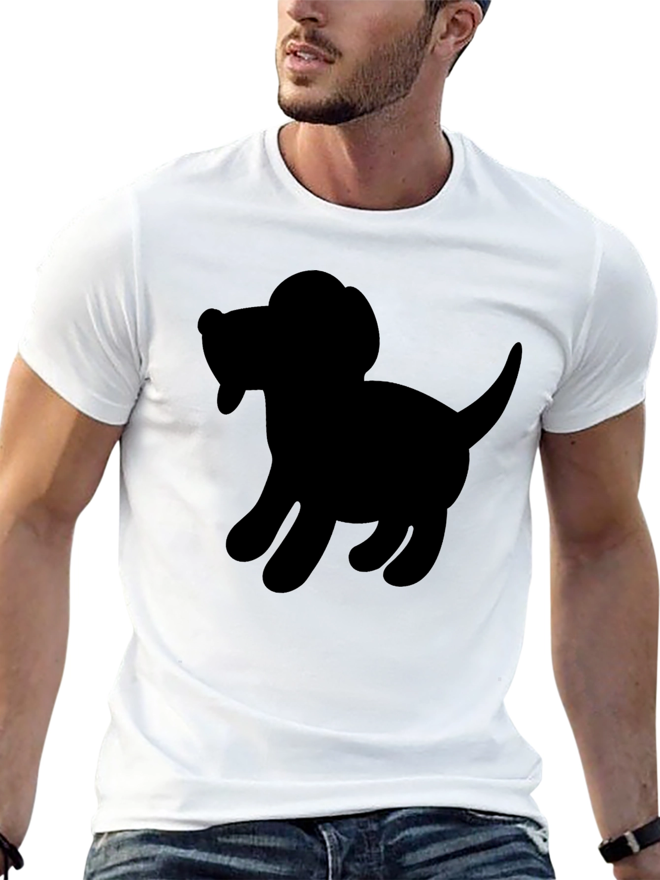 Dog Silhouette Black T-Shirt - Unisex