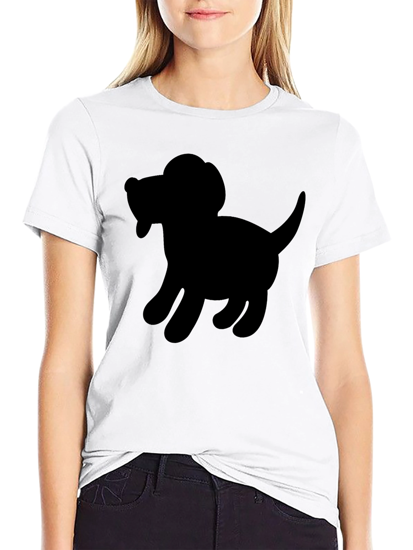Dog Silhouette Black T-Shirt - Unisex