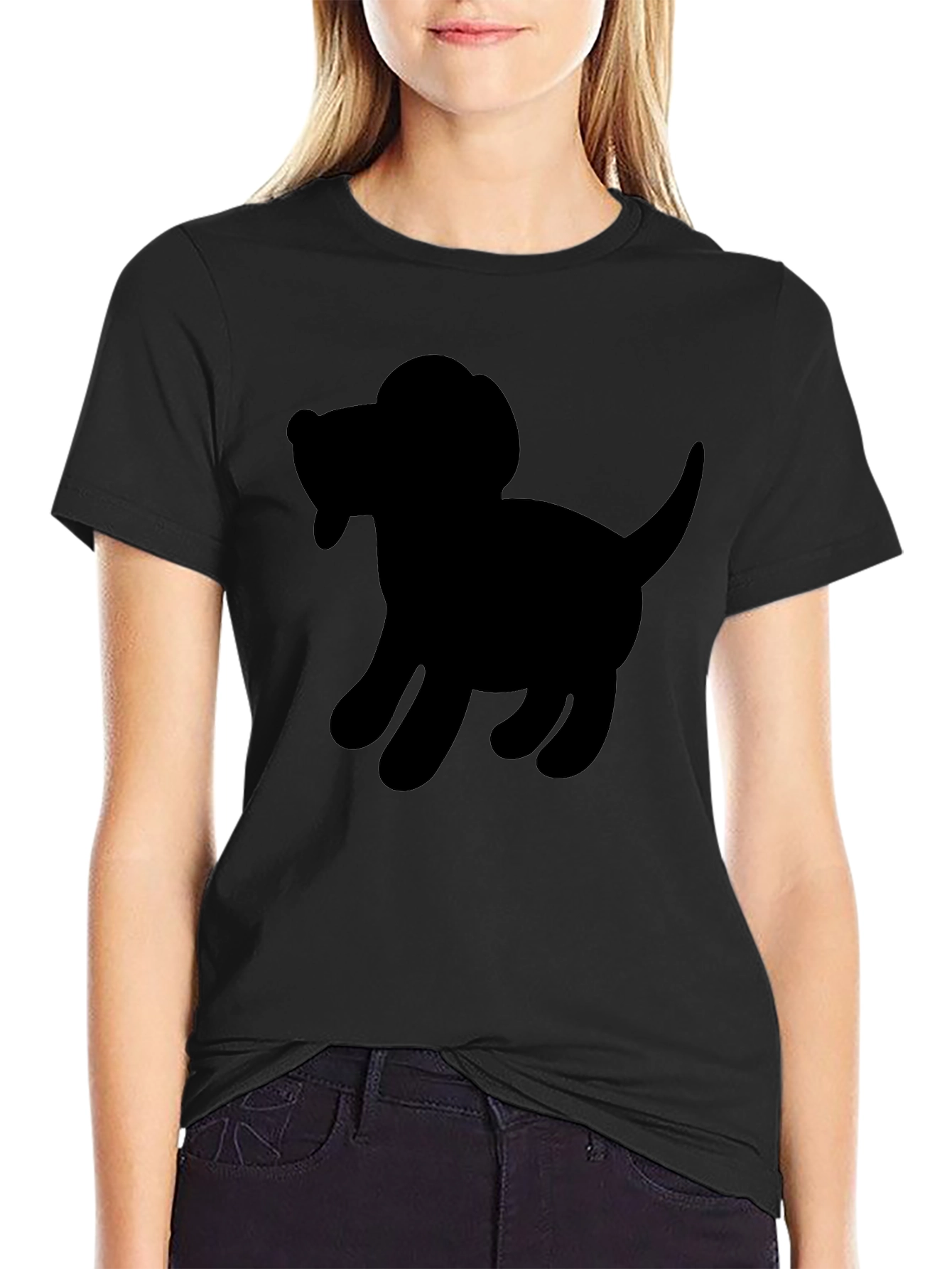 Dog Silhouette Black T-Shirt - Unisex