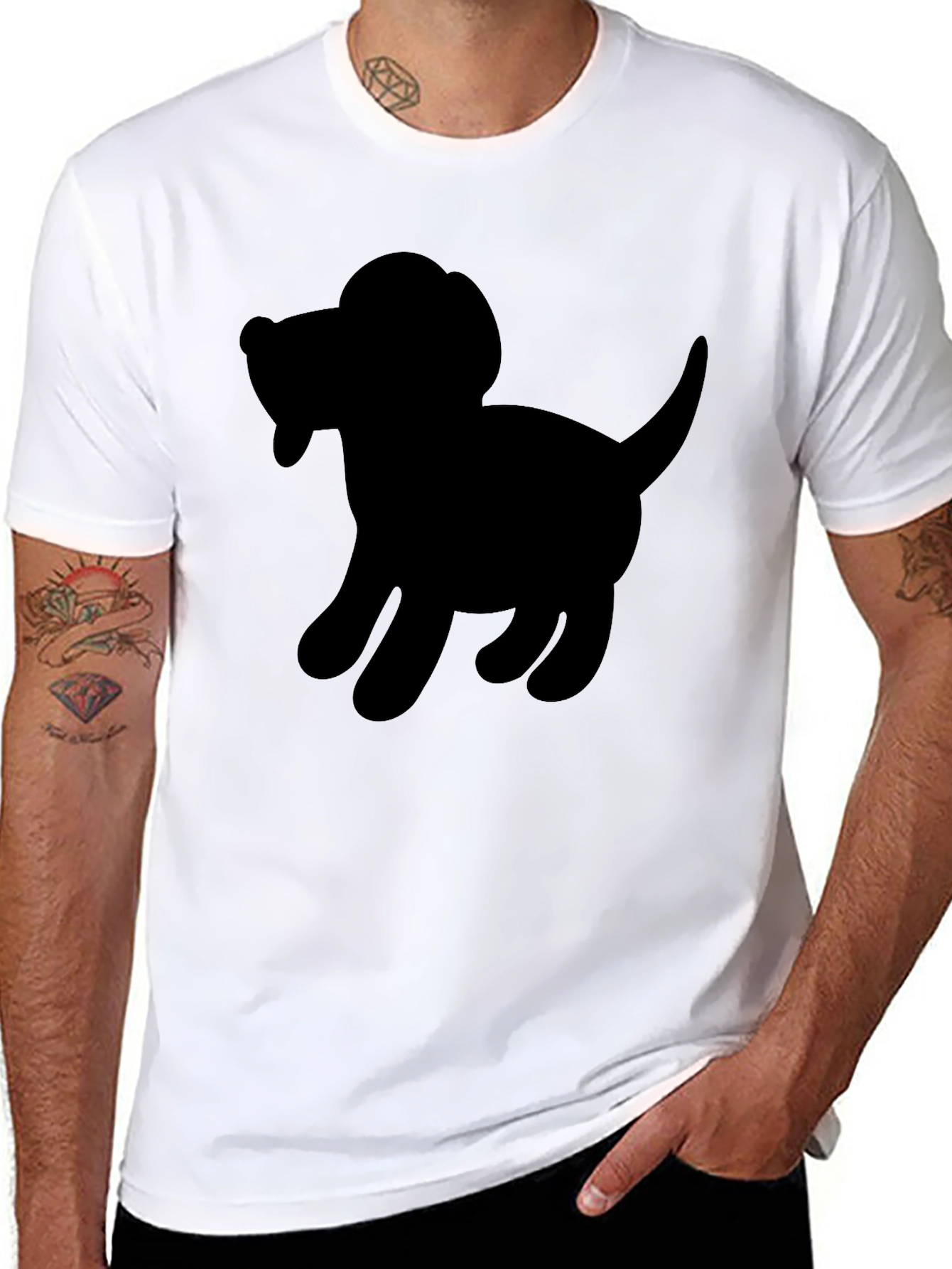 Dog Silhouette Black T-Shirt - Unisex