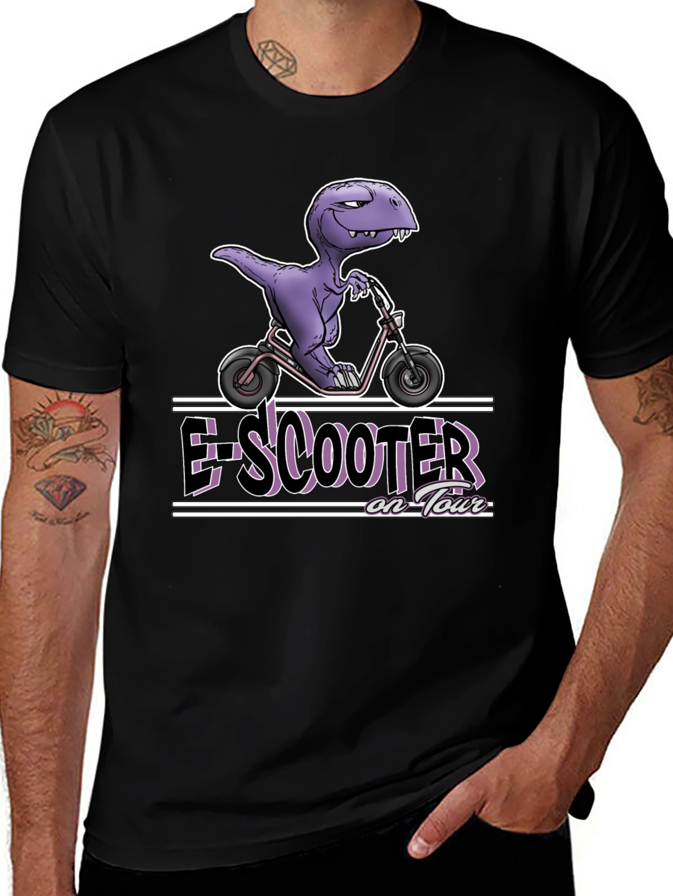 E-Scooter on Tour T-Shirt - Dino on a Scooter