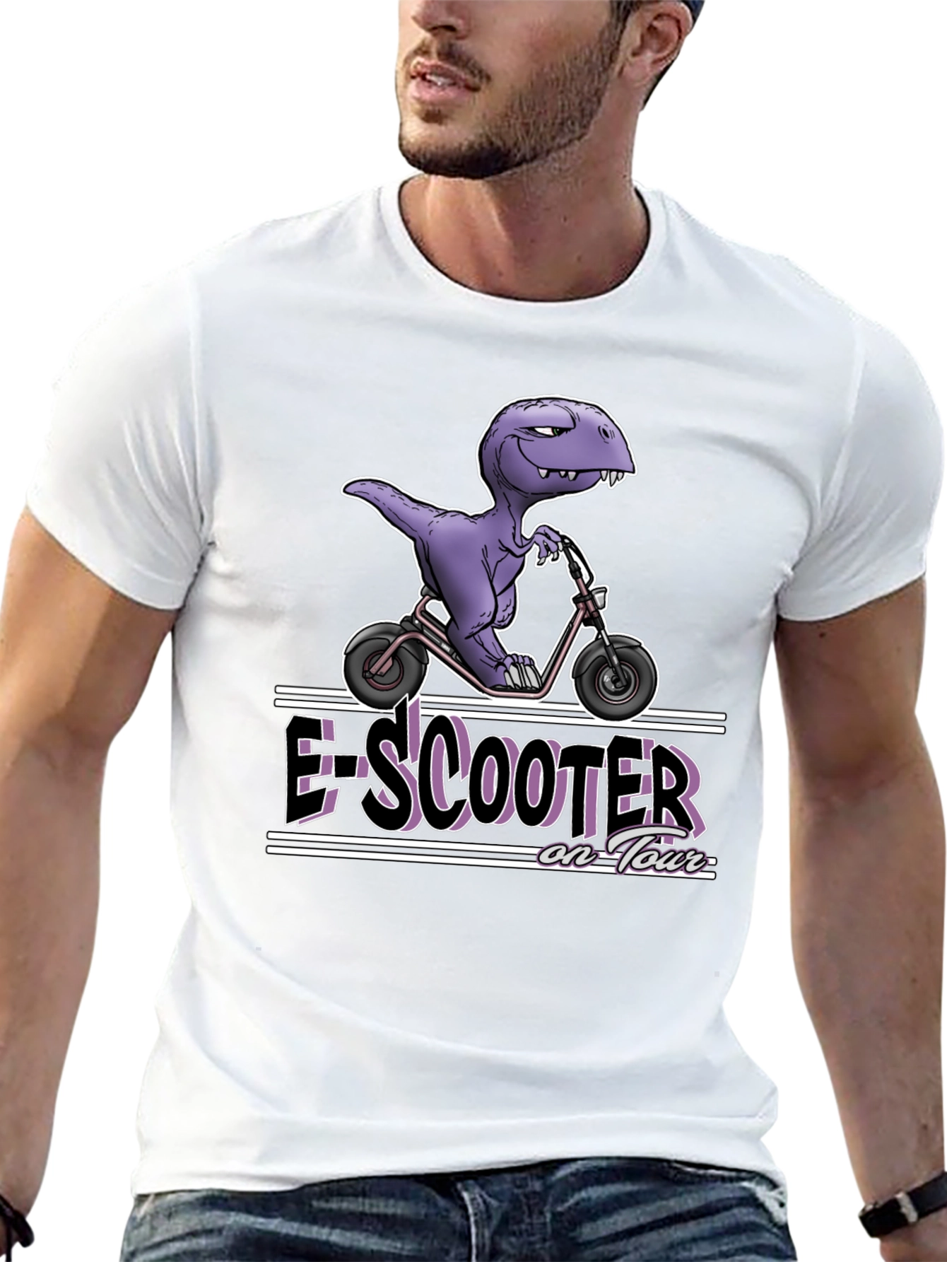 E-Scooter on Tour T-Shirt - Dino on a Scooter