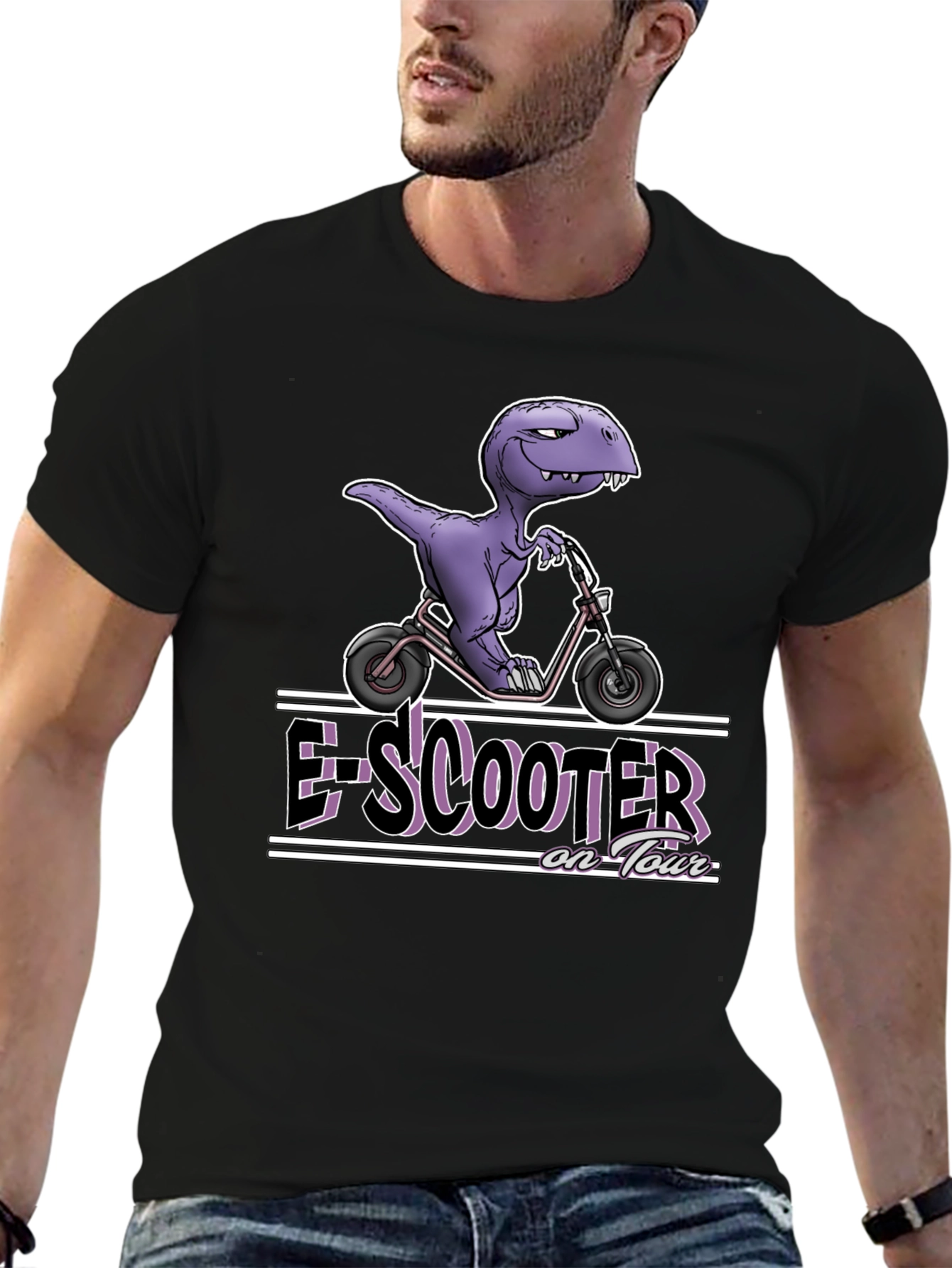 E-Scooter on Tour T-Shirt - Dino on a Scooter