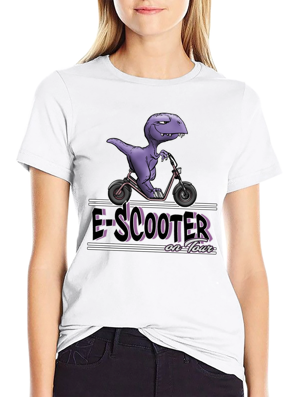 E-Scooter on Tour T-Shirt - Dino on a Scooter