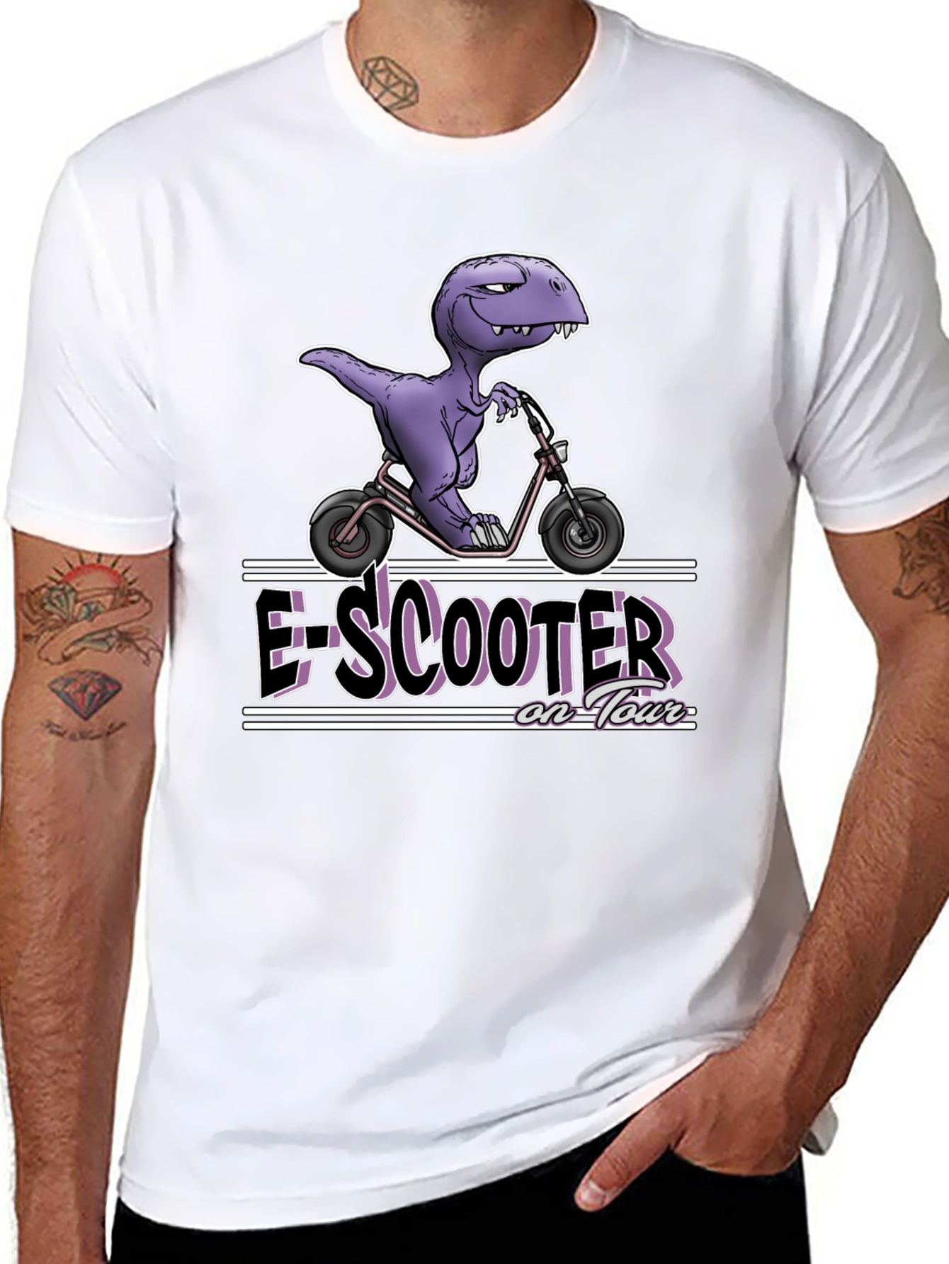 E-Scooter on Tour T-Shirt - Dino on a Scooter