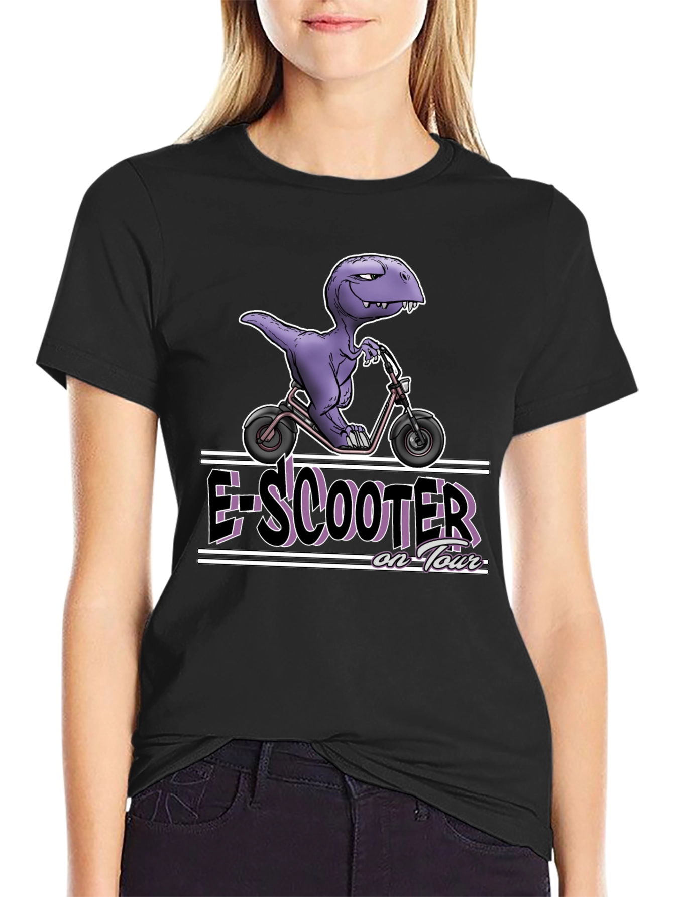 E-Scooter on Tour T-Shirt - Dino on a Scooter