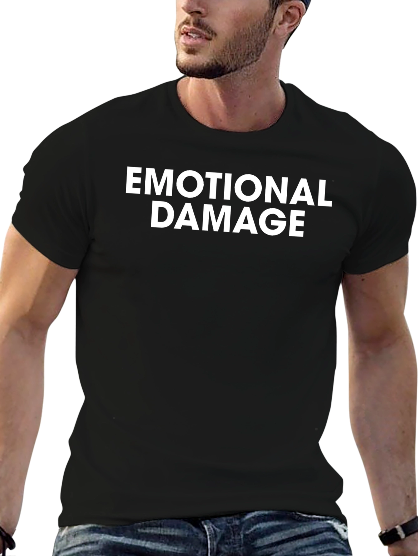 Emotional Damage Graphic Tee - Black Cotton T-Shirt