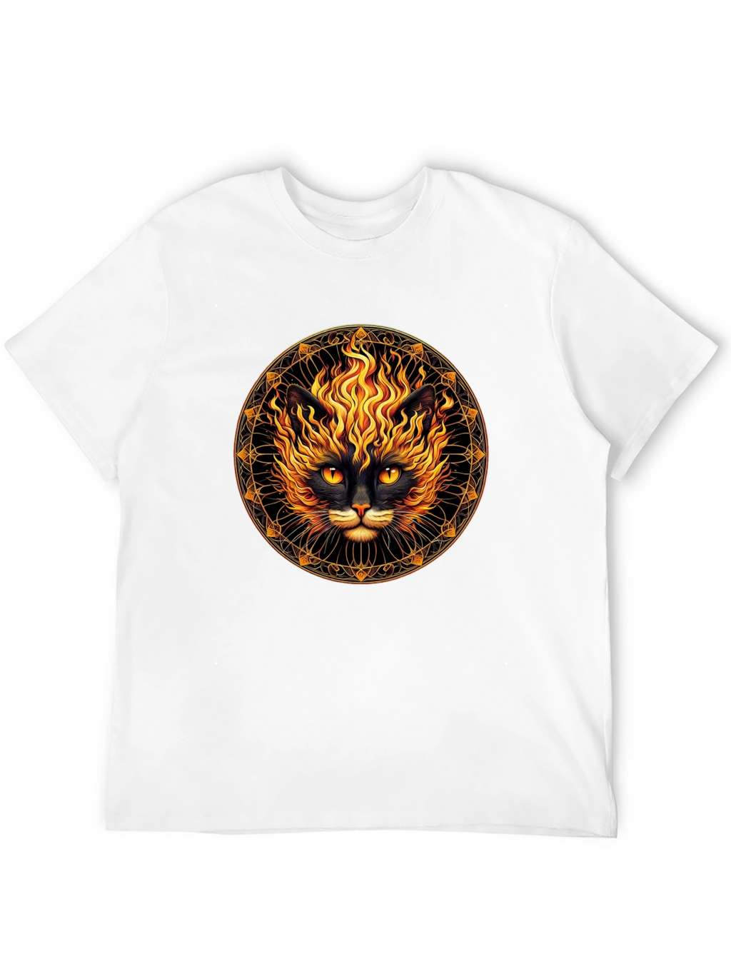 Fiery Cat Graphic T-Shirt - Black