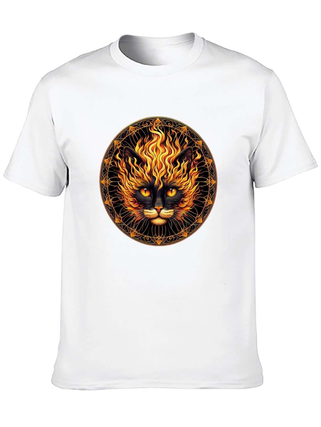 Fiery Cat Graphic T-Shirt - Black