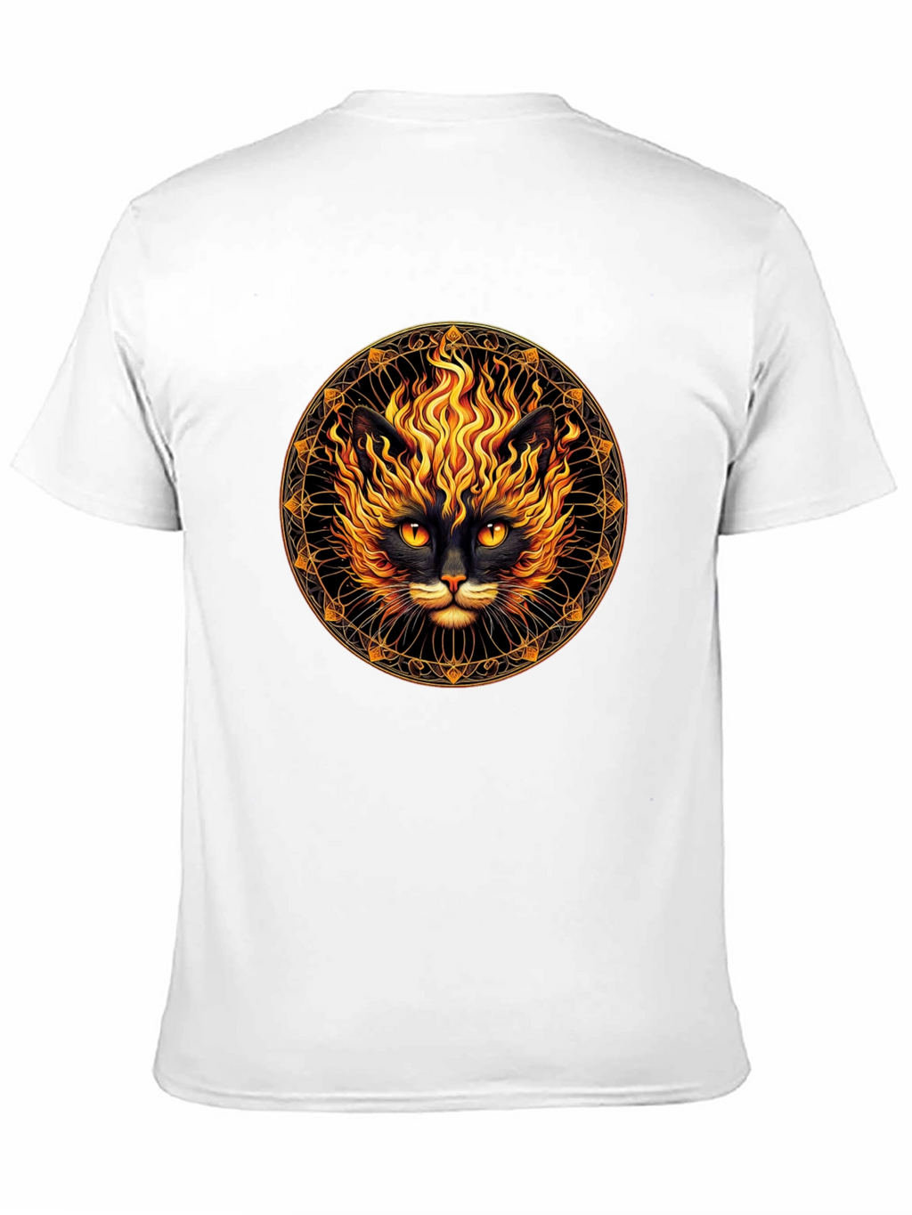 Fiery Cat Graphic T-Shirt - Black
