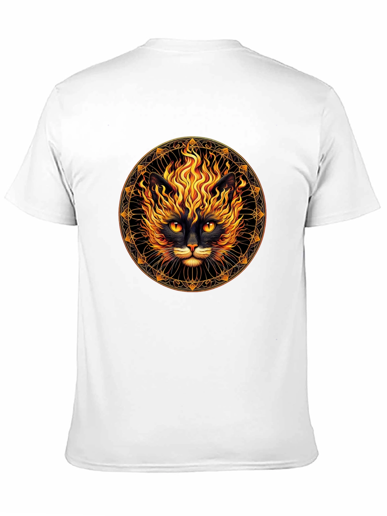 Fiery Cat Graphic T-Shirt - Black