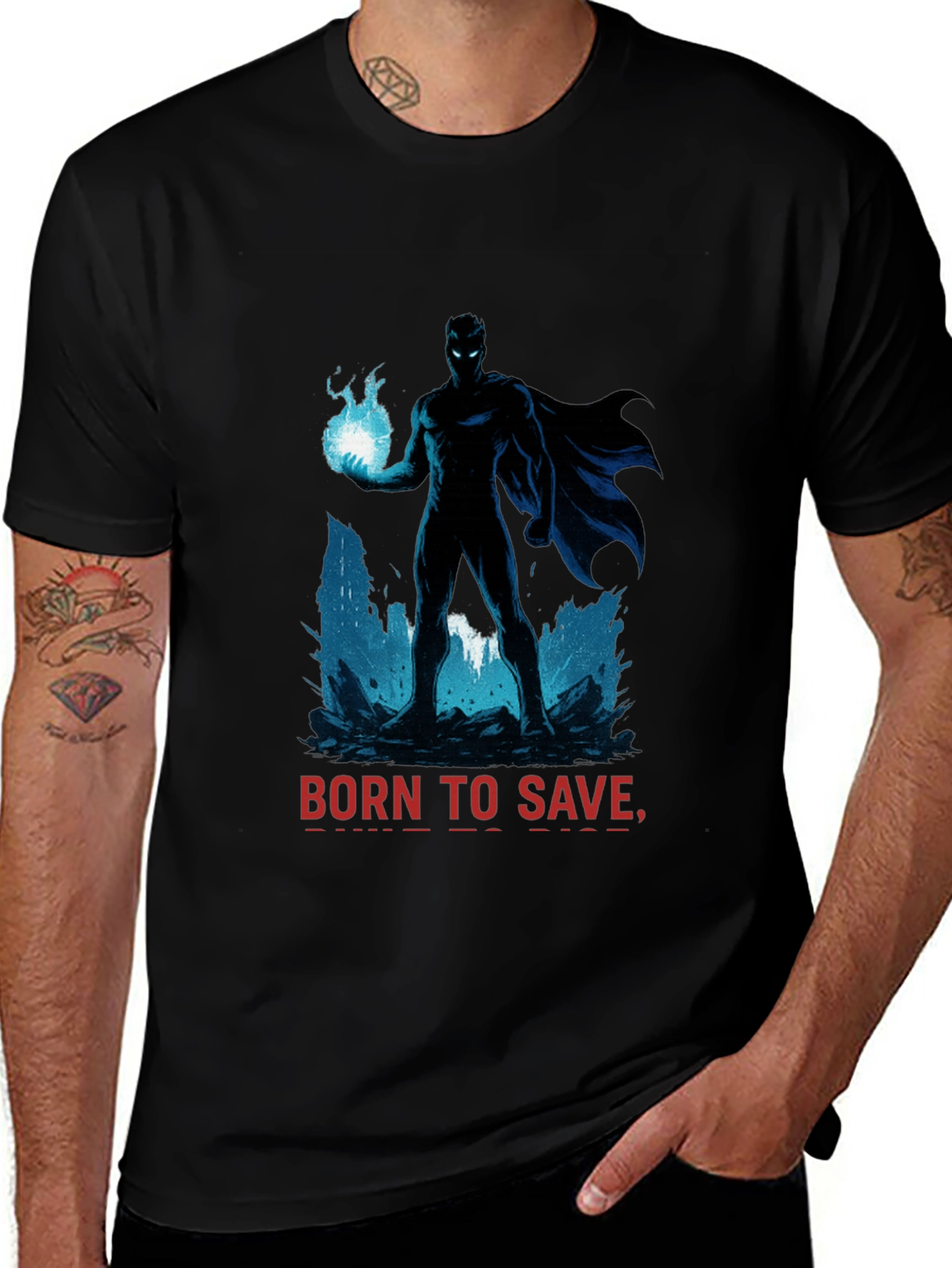 Born to Save Superhero T-Shirt - Black