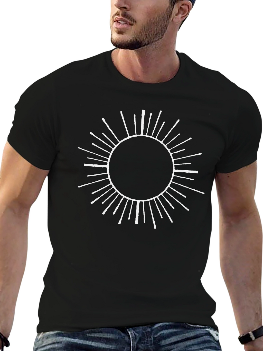 Minimalist Sun Graphic Black T-Shirt