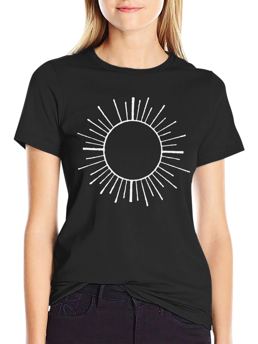 Minimalist Sun Graphic Black T-Shirt