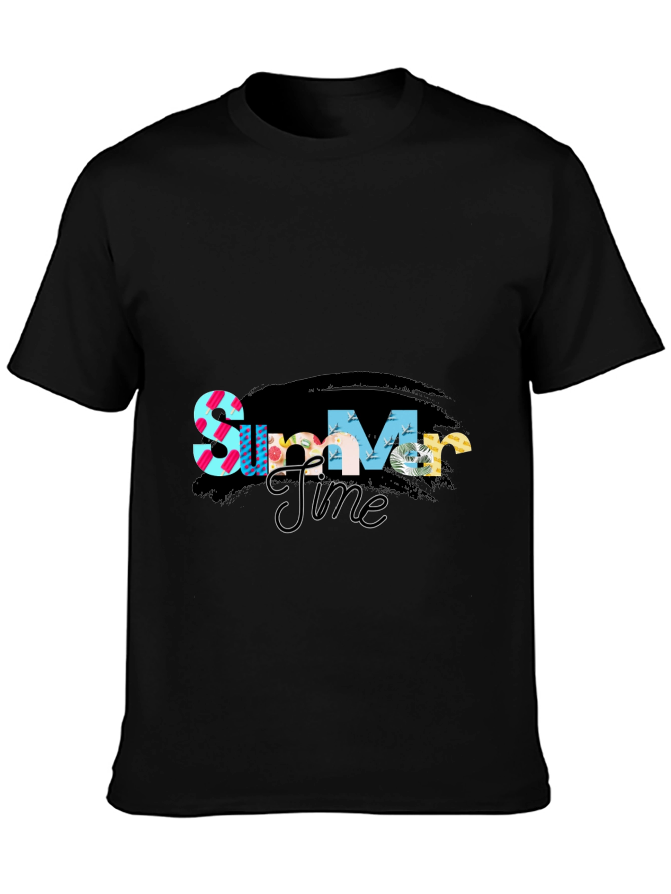 Summer Time Graphic Tee - Stylish Black T-Shirt